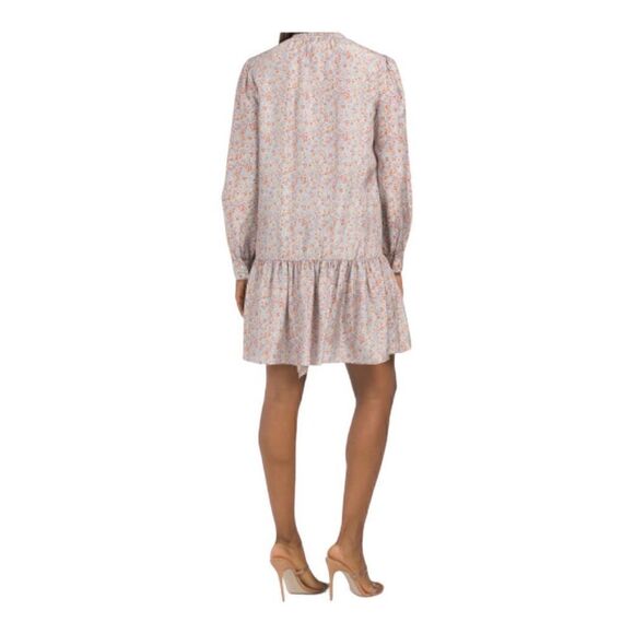 Rebecca Taylor Violet Floral Silk Mini Dress Sz Medium ** no belt - Picture 2 of 10